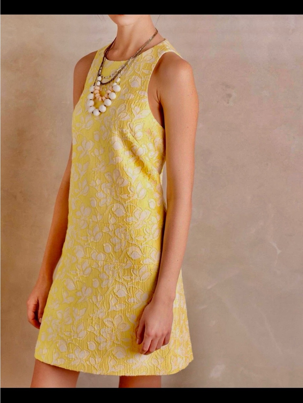 Anthropologie Yellow Ravinia Floral  Mini Shift Dress